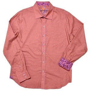 Robert Graham Orange Long-Sleeve Dress Shirt with Purple Accent